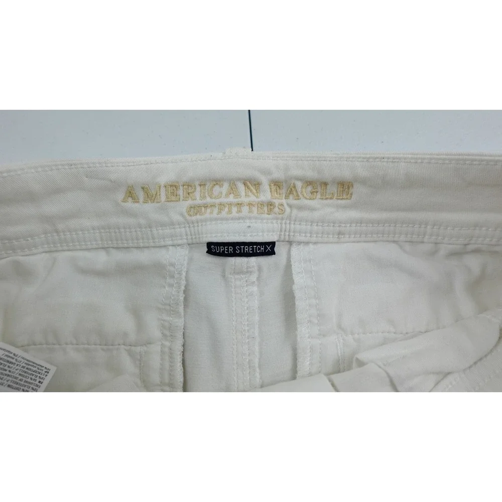 American Eagle Outfitters Womens‎ Shorts White Stretch Mid Rise Pockets 4